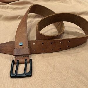 Marc New York Men's Tan Brown Leather Belt with Black Buckle